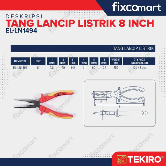 Tekiro Tang Lancip Listrik 8 Inch FIXCOMART