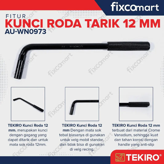 Tekiro Kunci Roda 12 Mm / Tekiro Wheel Nut Wrench Balck FIXCOMART