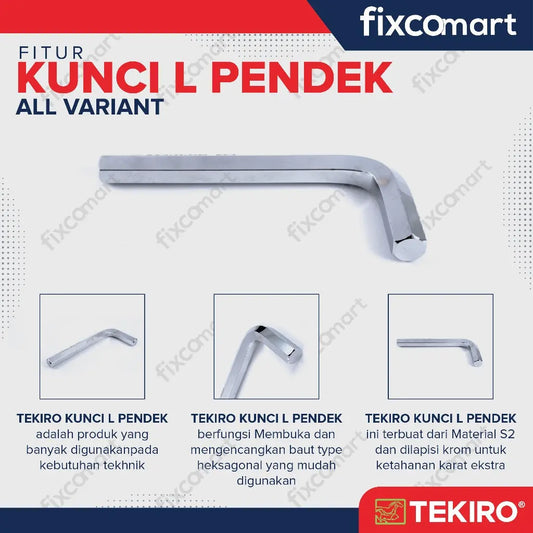 Tekiro Hex Key Short / Kunci L Pendek MM - 10 - 19 - Satuan FIXCOMART