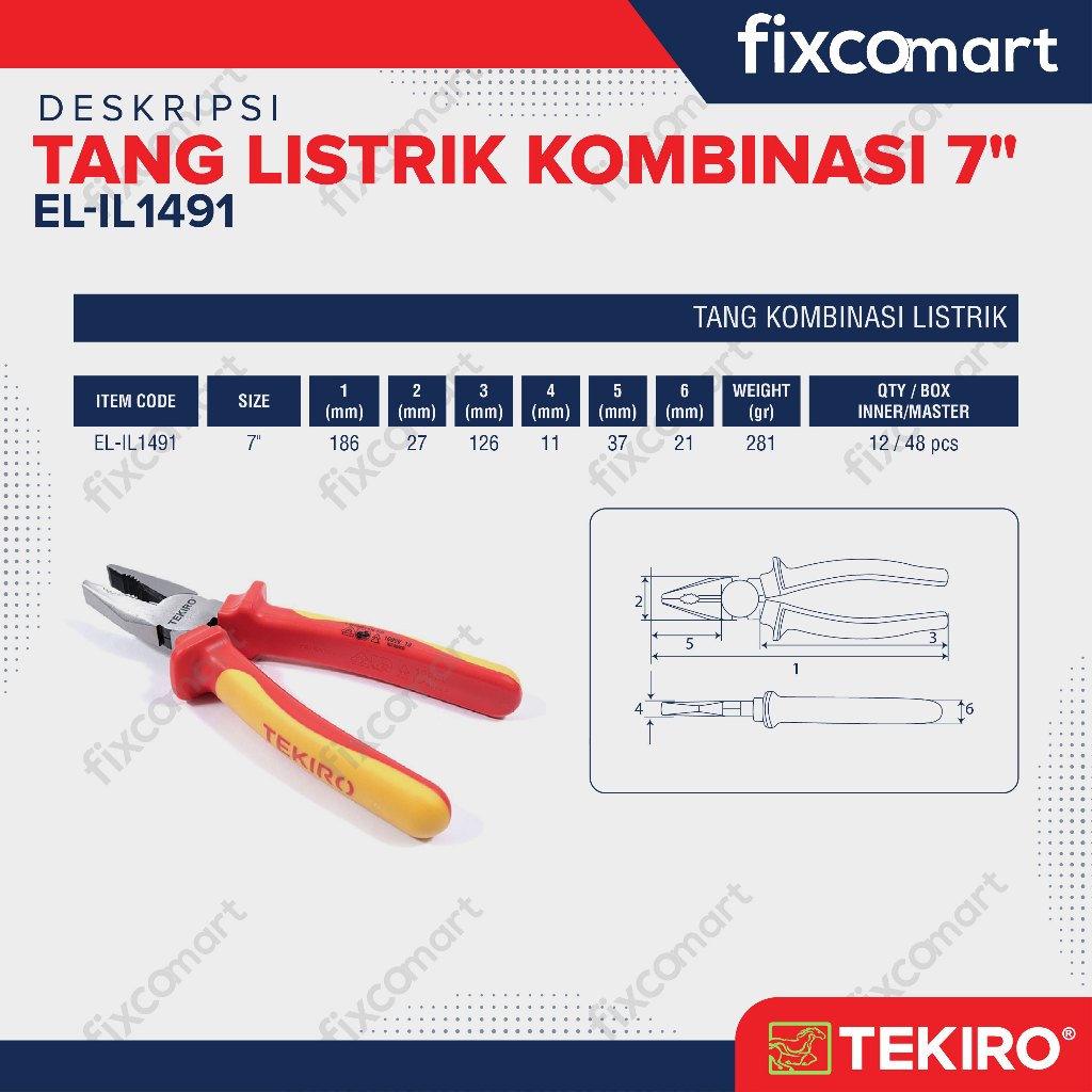 Tekiro Tang Kombinasi Listrik 7 Inch / Tang Kombinasi Elektrik