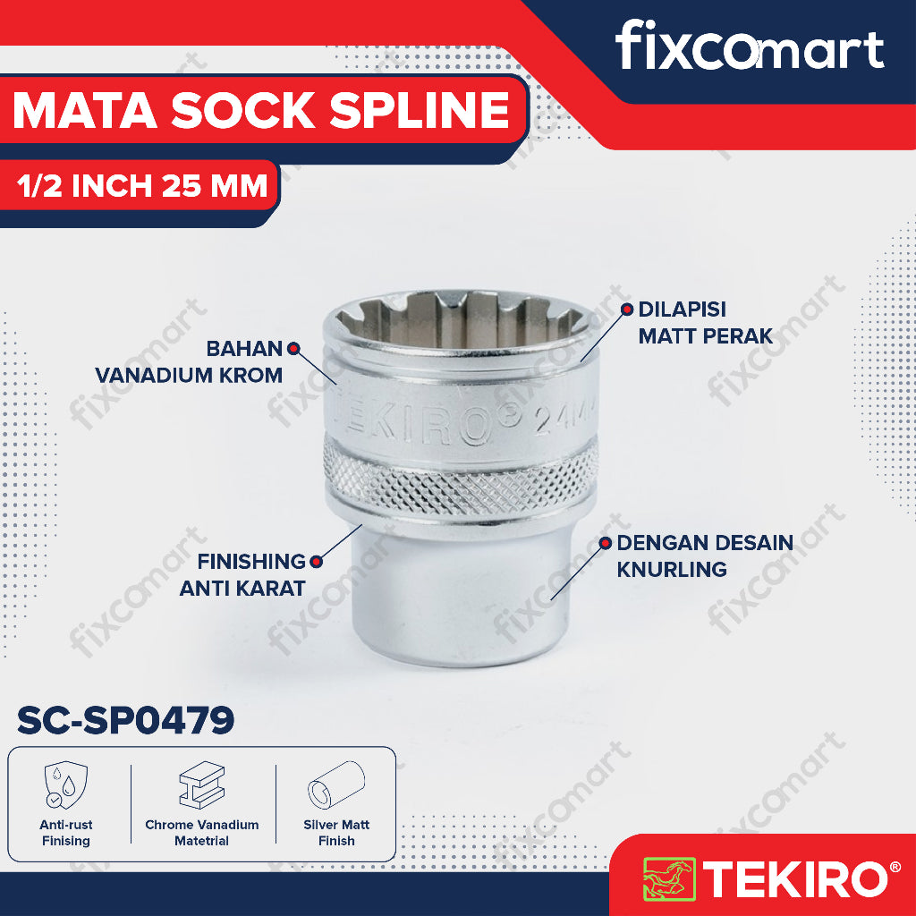 Tekiro Mata Sock Spline 1/2 Inch 25 mm / Tekiro Spline Socket