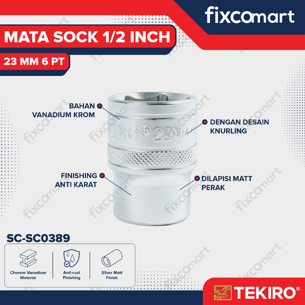 TEKIRO Mata Sock 1/2 inch 6PT (23 mm)