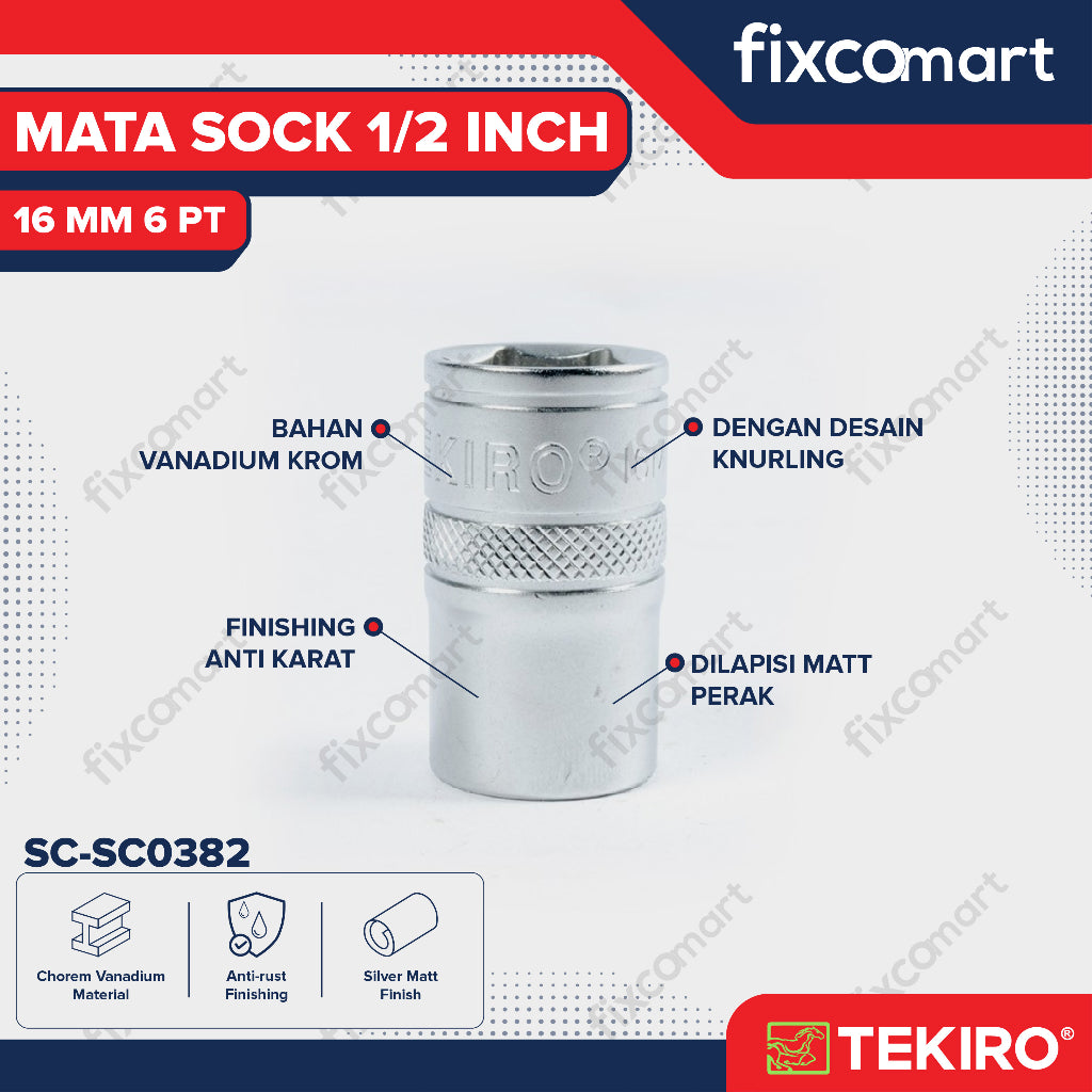 Tekiro Mata Sock 1/2 Inch 16 mm 6PT