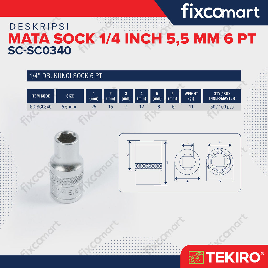 Tekiro Socket 1/4" 5.5 mm / Mata Socket 1/4 Inch