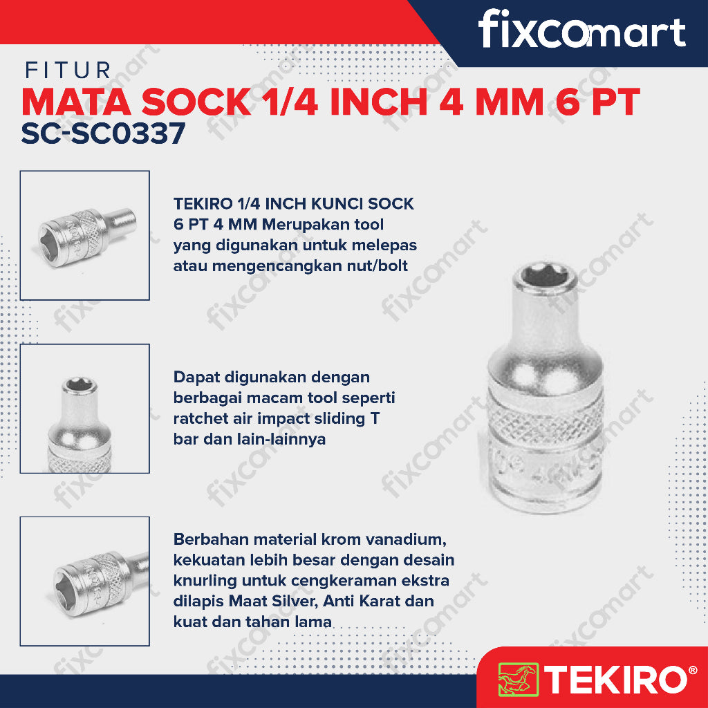 Tekiro Socket 1/4" 4 mm / Mata Socket 1/4 Inch