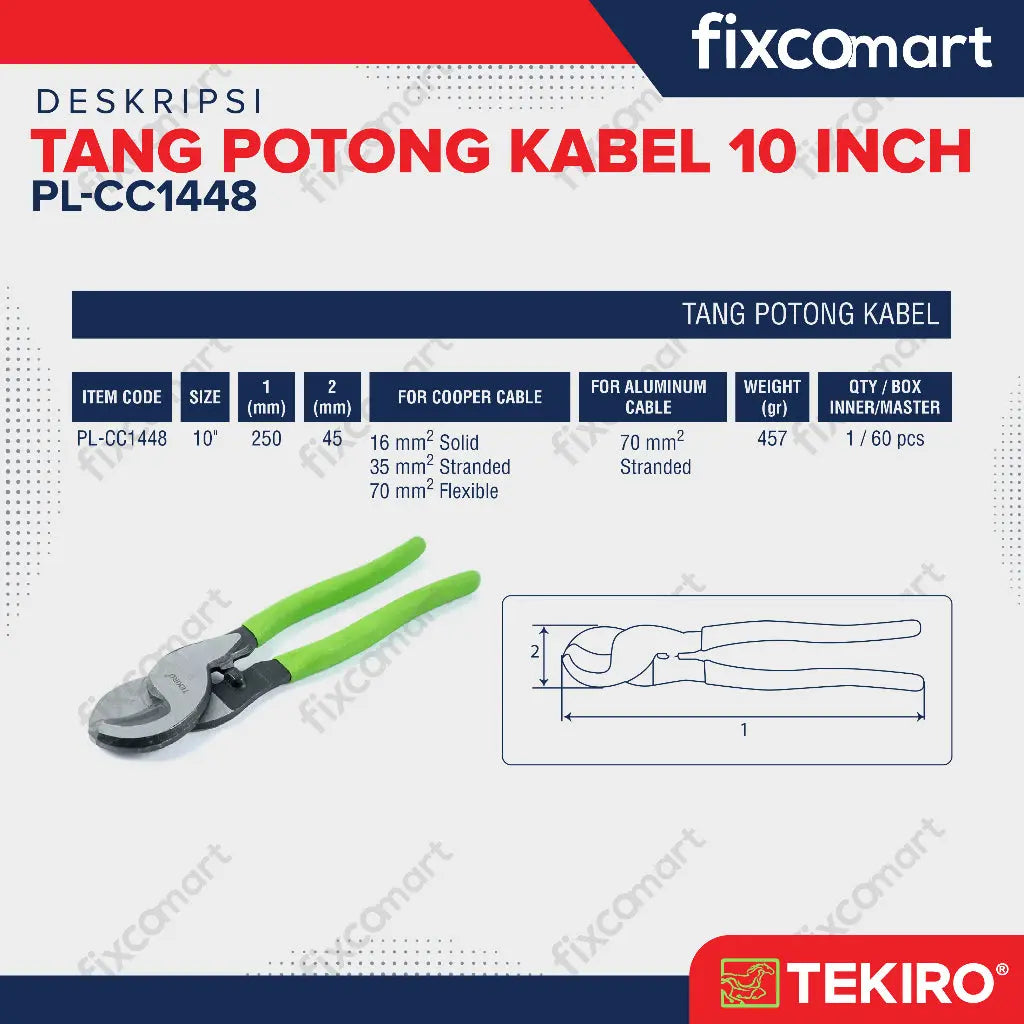 Tekiro Tang Potong Kabel 10 Inch FIXCOMART