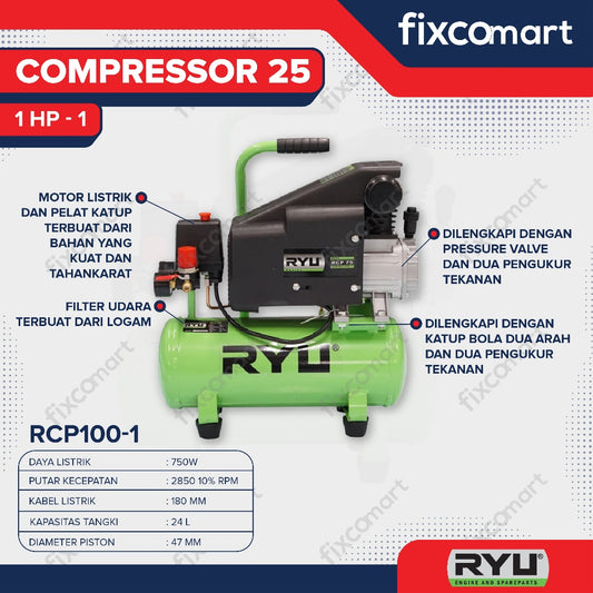 Ryu Mesin Kompresor 1 Hp / Ryu Rcp100