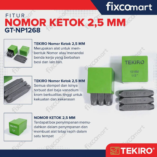 Nomor Ketok Tekiro 2.5 mm / Ketok Nomor Tekiro FIXCOMART