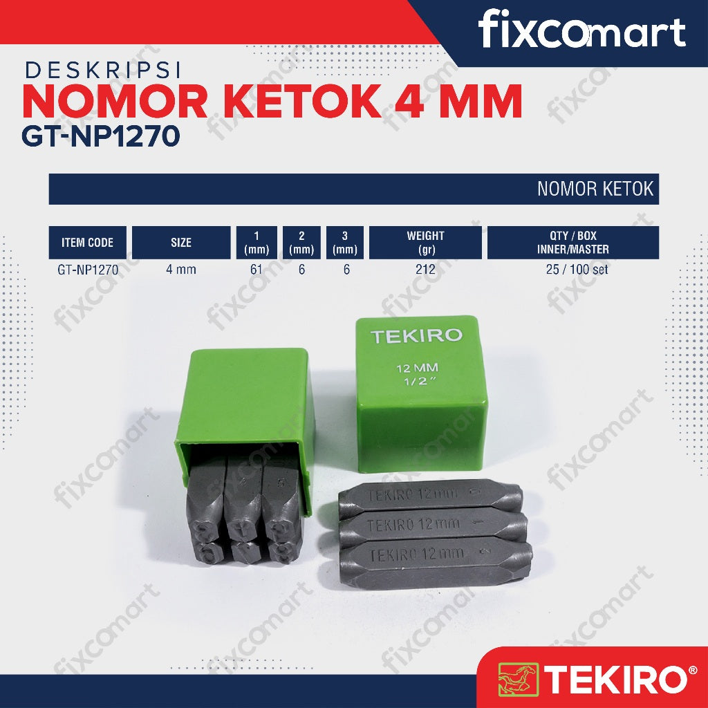 TEKIRO Angka Ketok 4 mm / Tekiro Nomer Ketok 4 mm