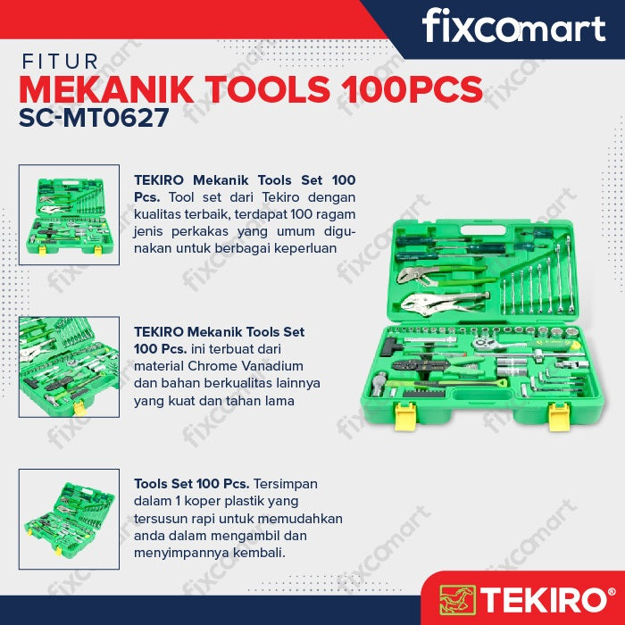 Tekiro Tool Set 100 Pcs / Tekiro Mechanic Tools 100 Pcs