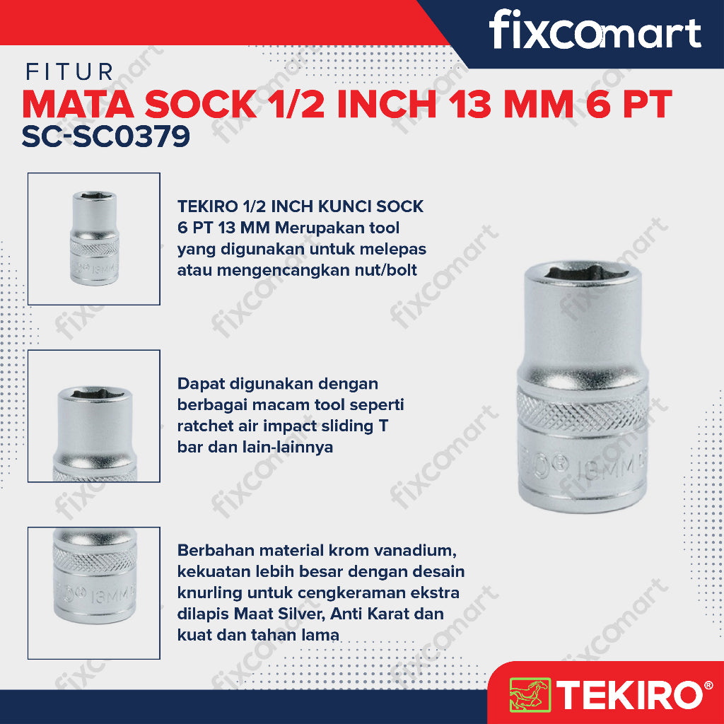Tekiro Mata Sock 1/2 Inch 13 mm 6PT