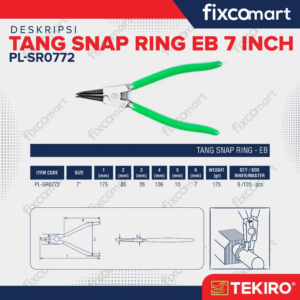 Tekiro Tang Snap Ring Eb 7 Inch / Tekiro Snap Ring Pliers FIXCOMART