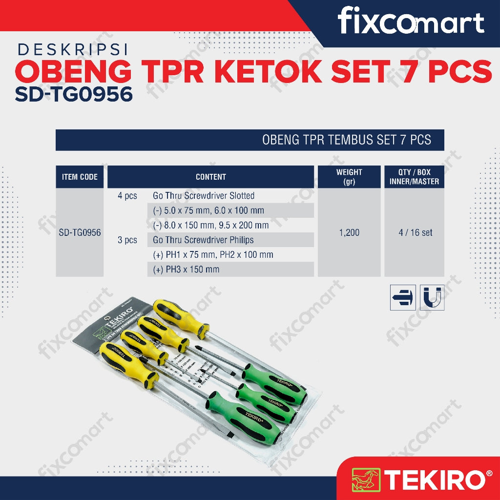 Tekiro Obeng Tpr Ketok Set 7 Pcs / Obeng Pukul Set