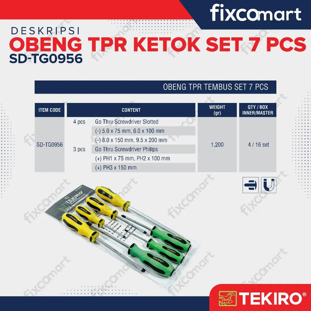 Tekiro Obeng Tpr Ketok Set 7 Pcs / Obeng Pukul Set FIXCOMART