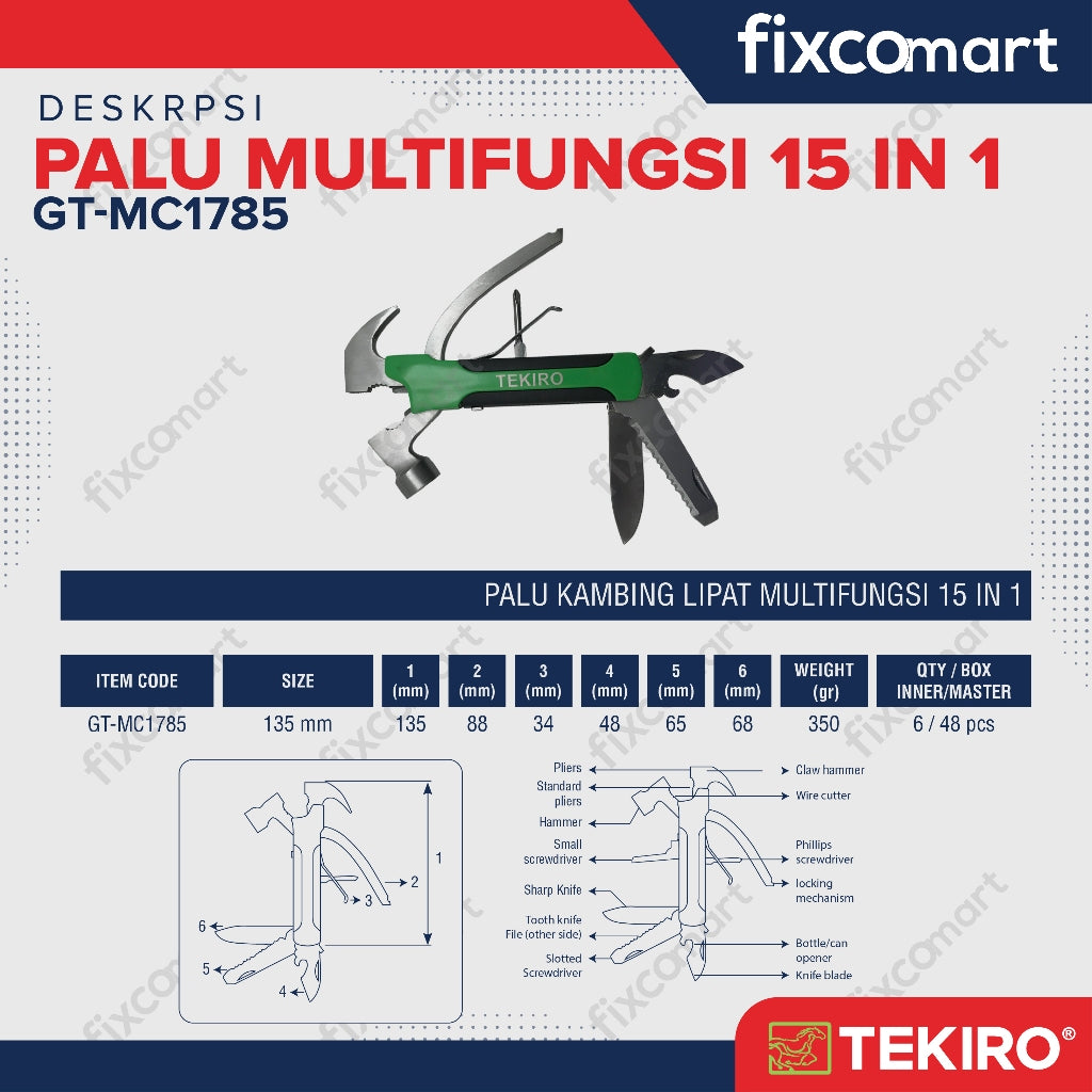 Tekiro Palu Multifungsi 15 in 1 - Kambing