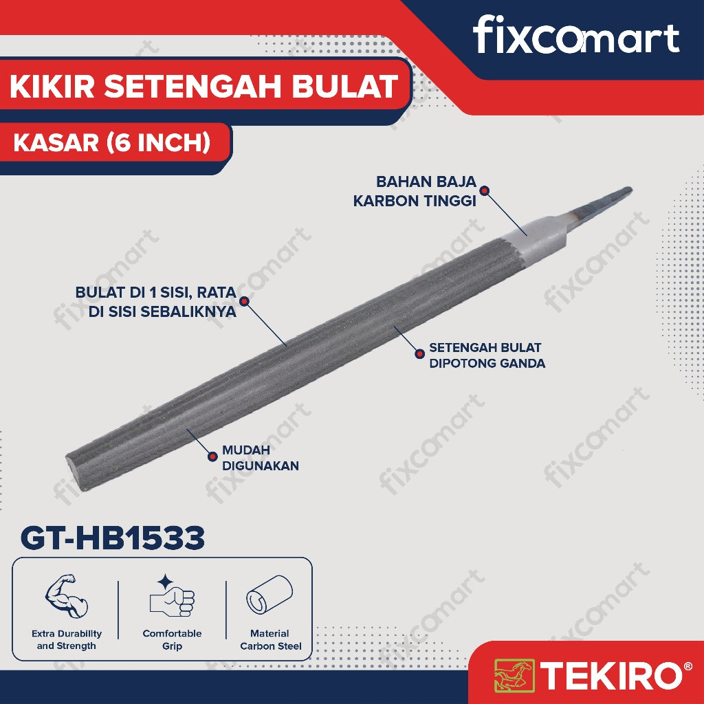 Tekiro Kikir Setengah Bulat Kasar 6 Inch