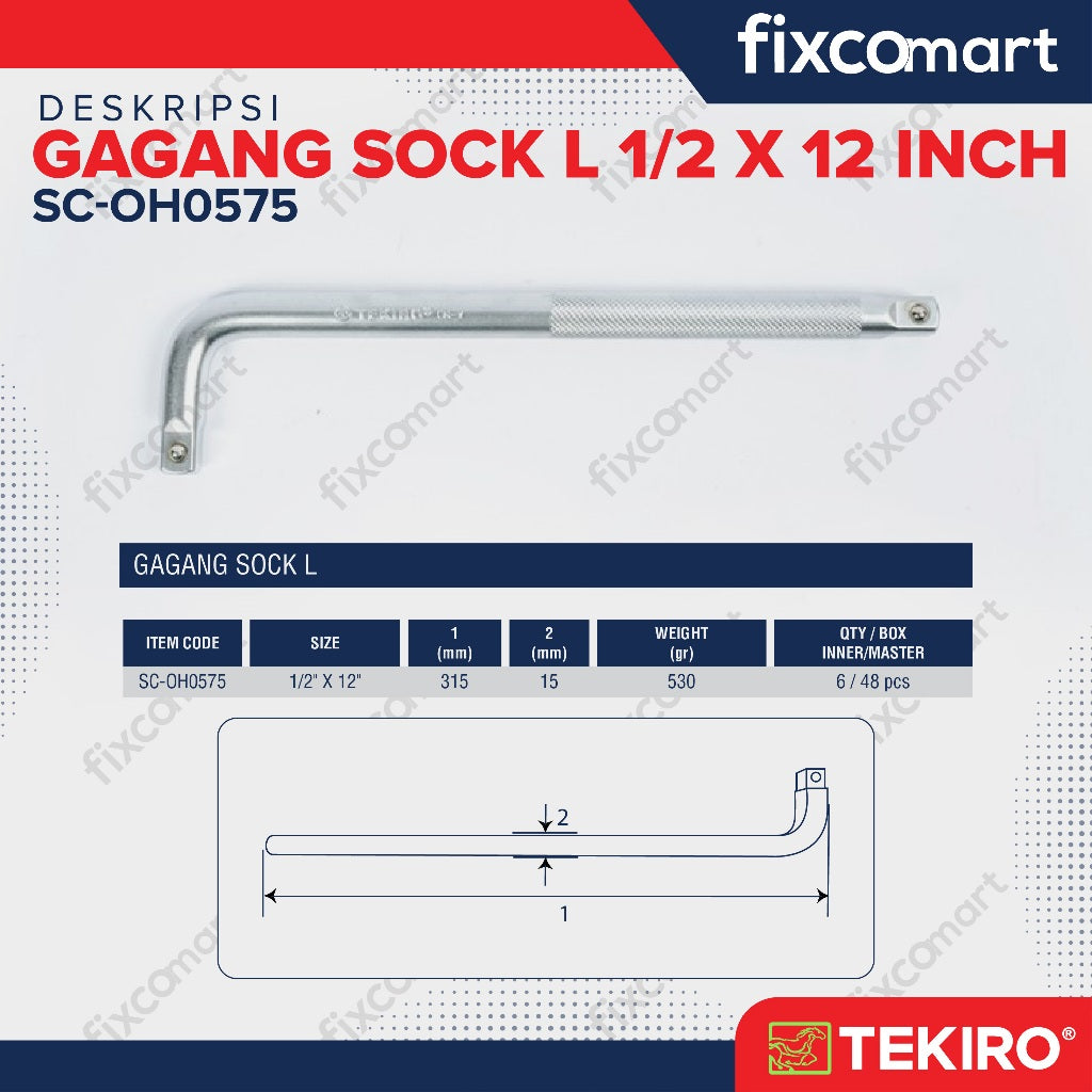 Tekiro Gagang Sock L 1/2 X 12 Inch / Tekiro Offset Handle