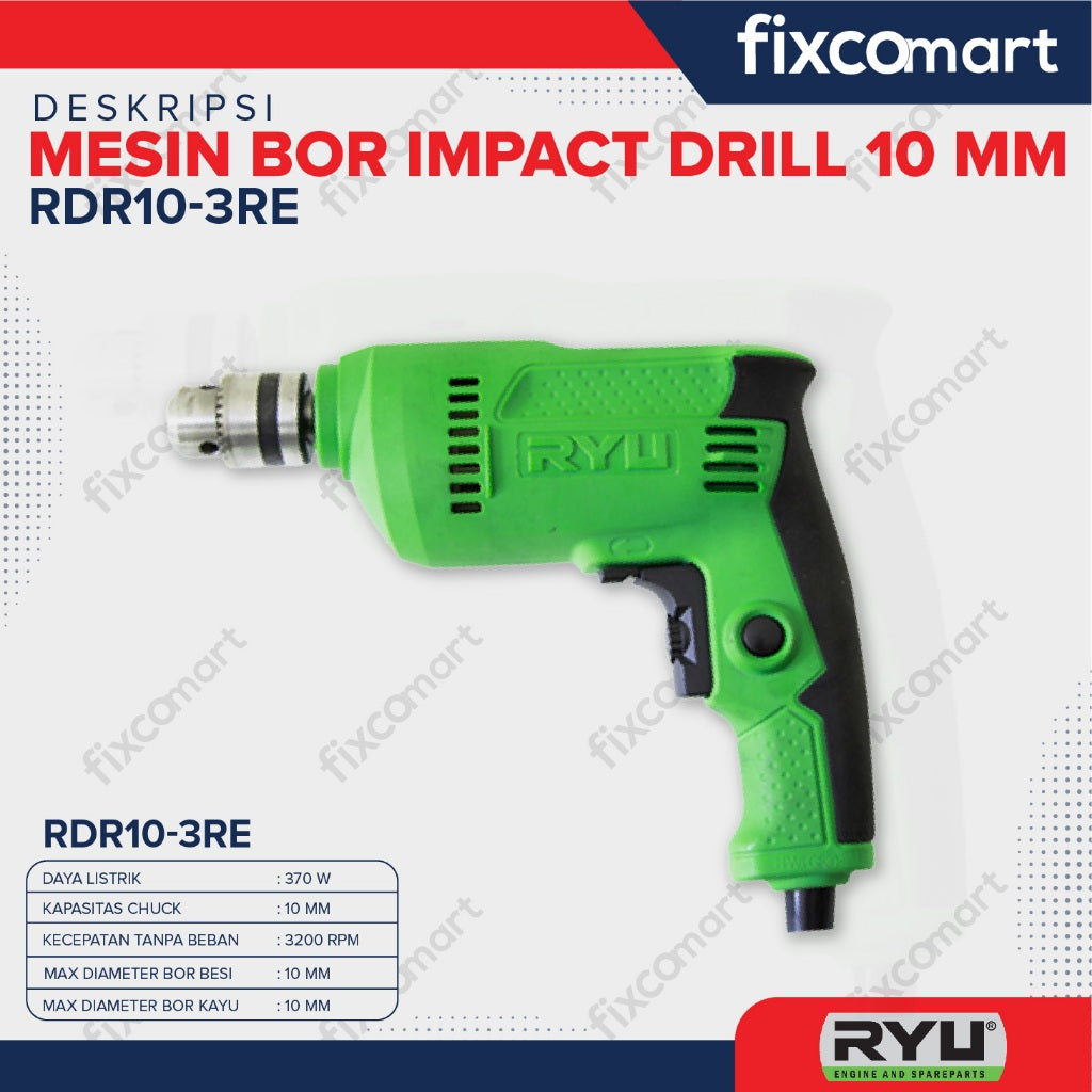 RYU Paket Murah Set Gerinda 4 Inc & Bor 10 mm gratis mata bor 41 dan mata gerinda 2 Pcs