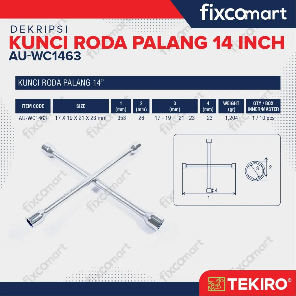 Tekiro Dongkrak Buaya Putar & Tekiro Kunci Roda Palang FIXCOMART