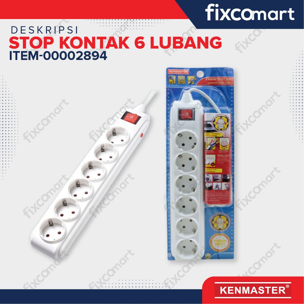 KENMASTER Stop Kontak 6 Socket/Lubang dengan Switch
