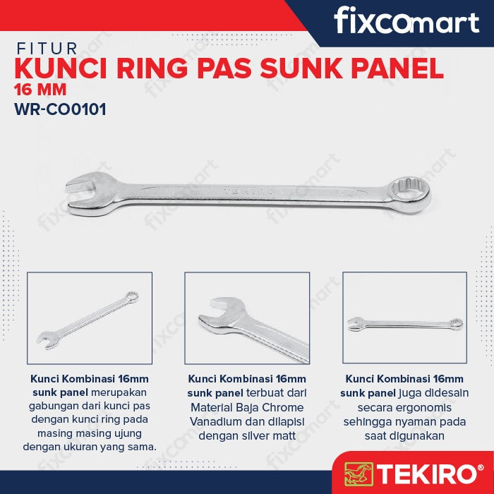 TEKIRO Kunci Ring Pas 16 Mm Sunk Panel