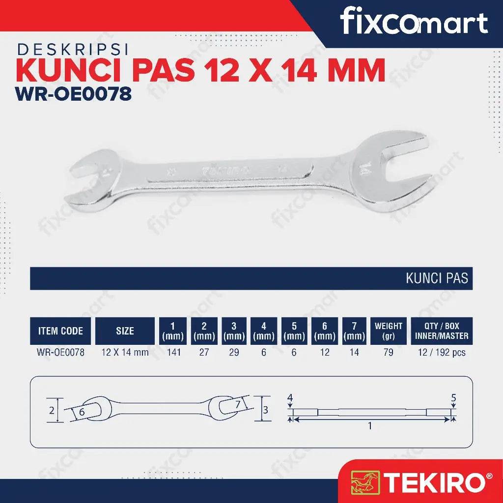 Tekiro Kunci Pas 17 X 19 mm - 12X14 MM FIXCOMART