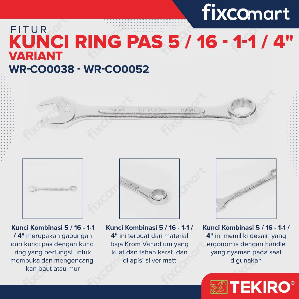 Tekiro Kunci Ring Pas 5/8 Inch / Tekiro Kunci Pas Ring Inch