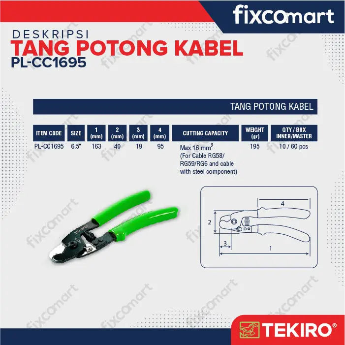 Tekiro Tang Potong Kabel 6,5 Inch / Tekiro Cable Cutter FIXCOMART