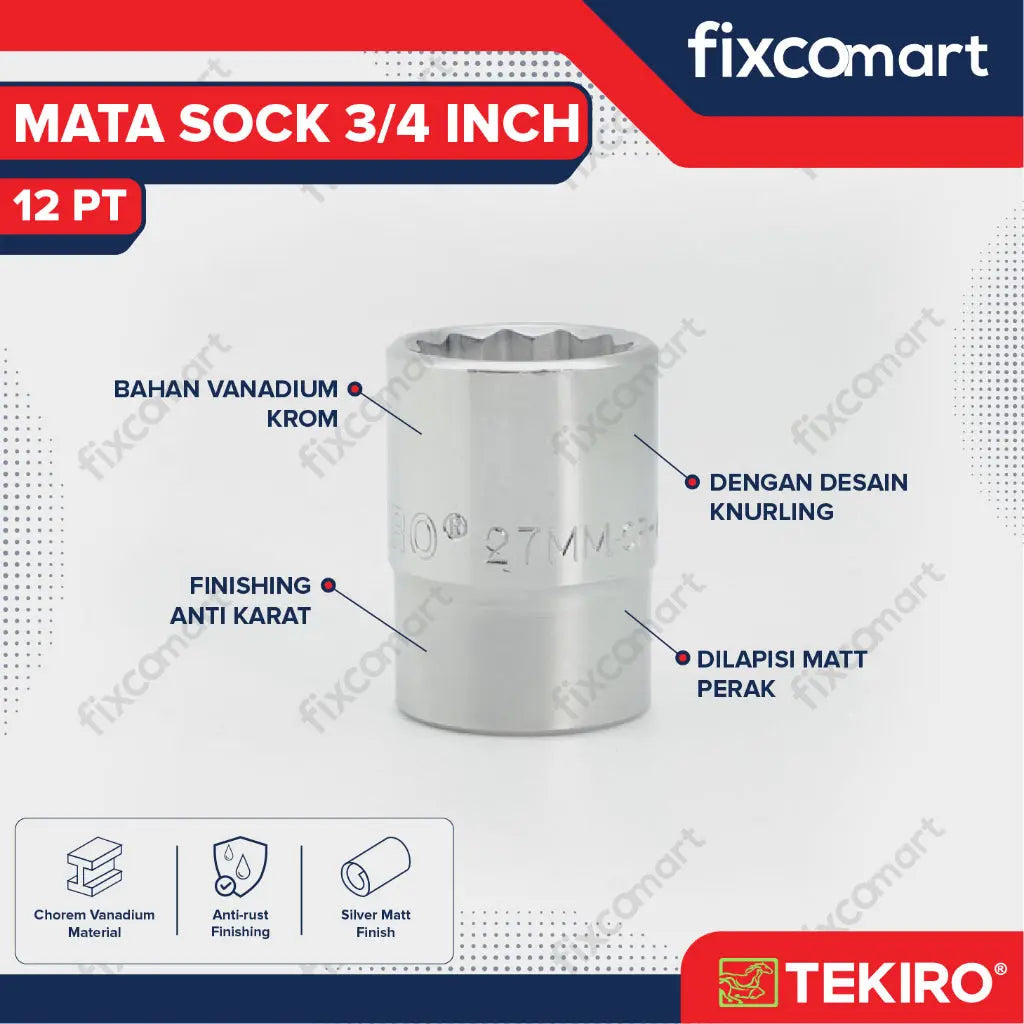 Tekiro Socket 3/4 inch 12 PT / Mata Sock 3/4 Inch FIXCOMART