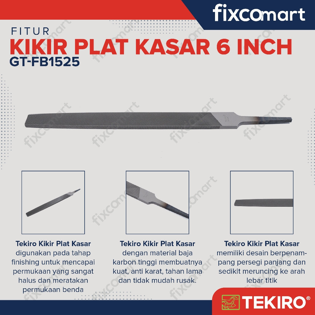 Tekiro Kikir Flat Kasar 6 Inch / Tekiro Flat Files 6"