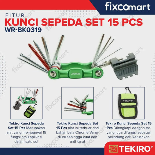 Tekiro Kunci Sepeda Lipat Set 15 Pcs / Bike Tool Kit FIXCOMART