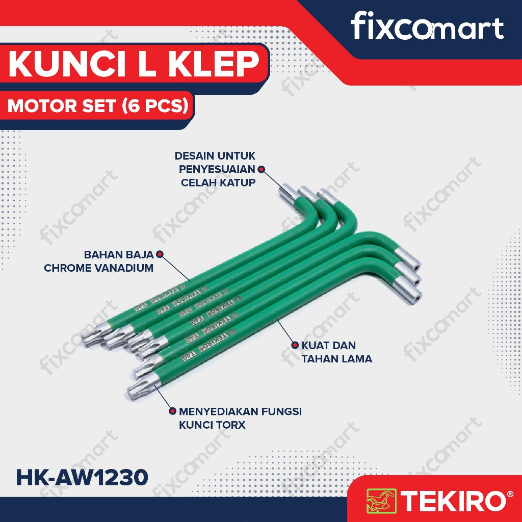 Tekiro Kunci L Klep Motor Set 6 Pcs / Tekiro Valve Adjustable Wrench