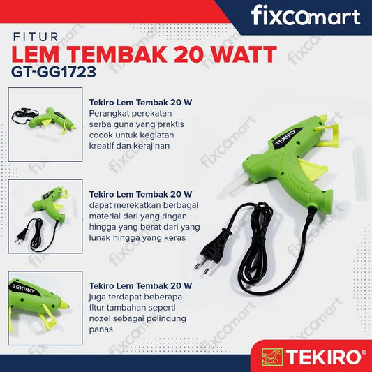 TEKIRO LEM TEMBAK / GLUE GUN PISTOL/ LEM TEMBAK LILIN 20 WATT FIXCOMART