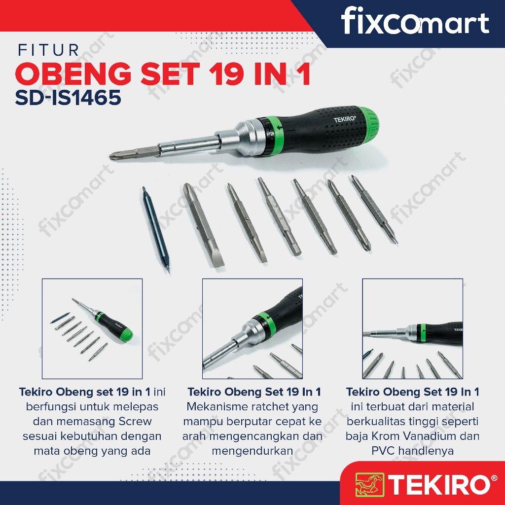 Tekiro Obeng Set 19 In 1 / Tekiro Obeng Dua Arah