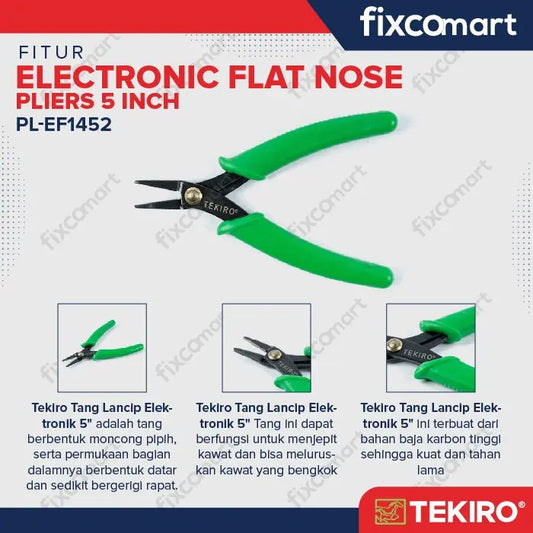 Tekiro Electronic Flat Nose Pliers / Tekiro Tang Elektronik / Tang Potong Kawat FIXCOMART