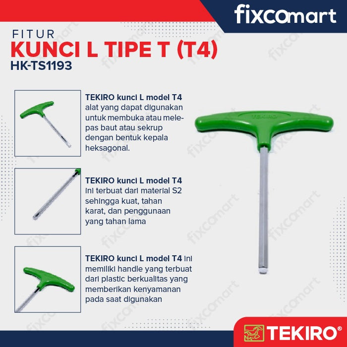 Tekiro Kunci L Model T / Shape Hex T4