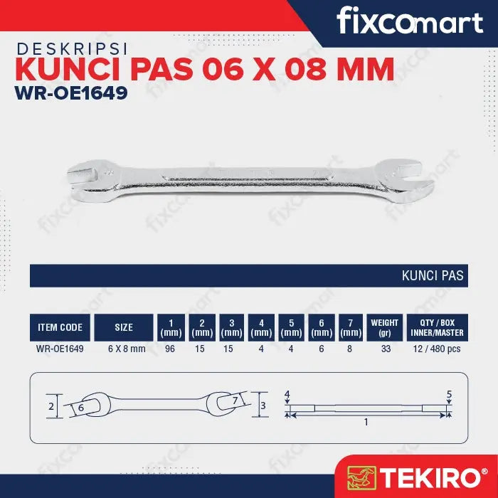 Tekiro Kunci Pas 6X8 MM FIXCOMART
