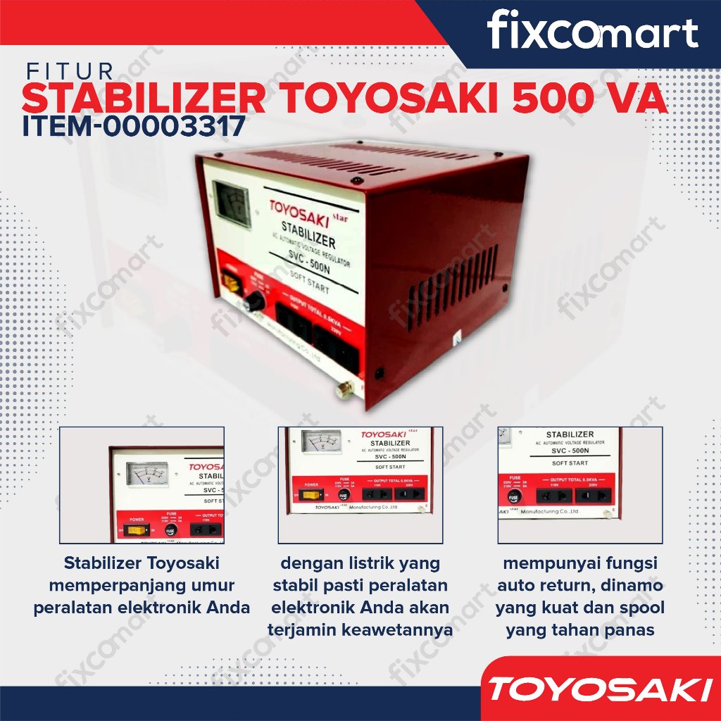 Toyosaki Stabilizer Stavol Listrik Stabiliser 500VA 1000VA 2000VA 3000VA 5000VA