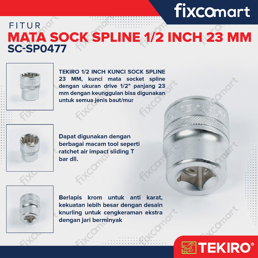 Tekiro Mata Sock Spline 1/2 Inch 23 mm / Tekiro Spline Socket