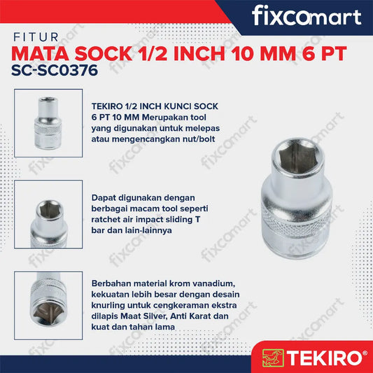 Tekiro Mata Sock 1/2" 10 mm 6PT FIXCOMART