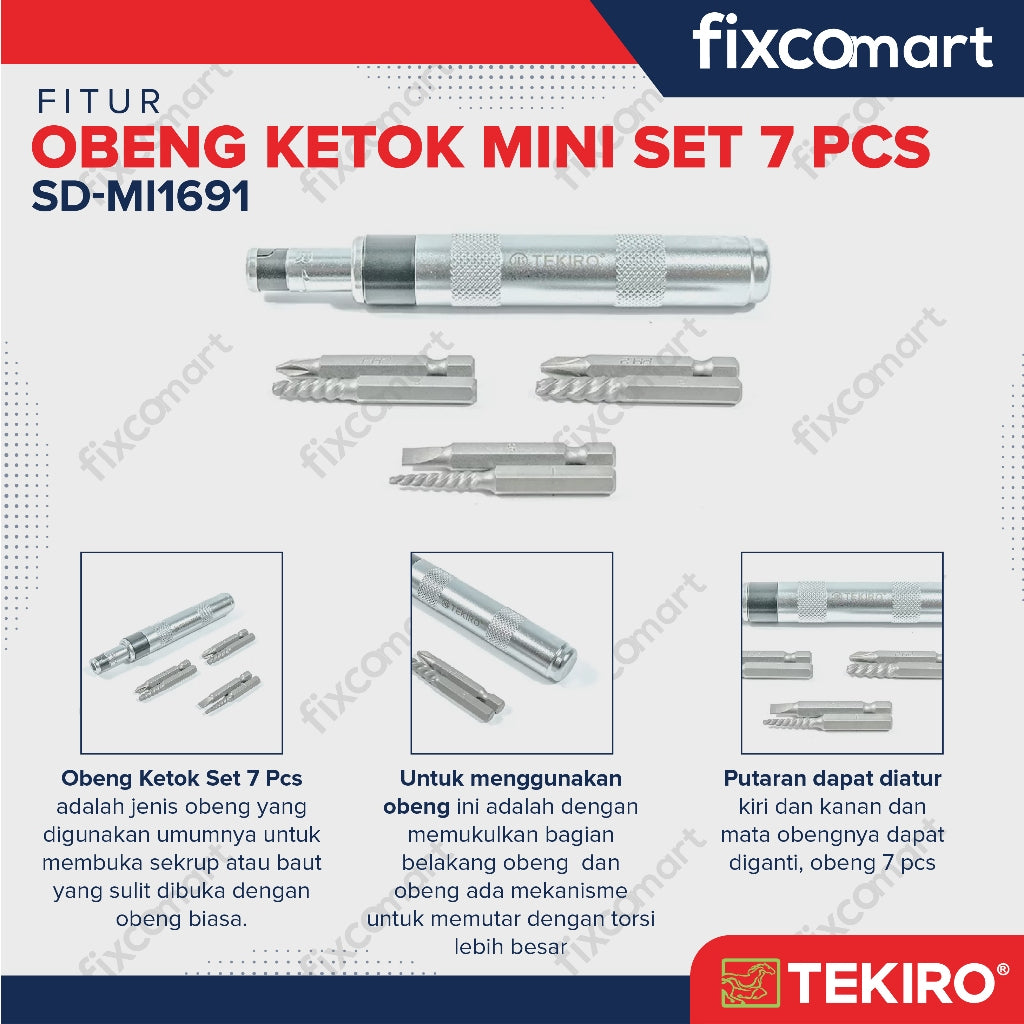 Tekiro Obeng Ketok Set 7 Pcs Mini / Tekiro Obeng Ketok Mini Set