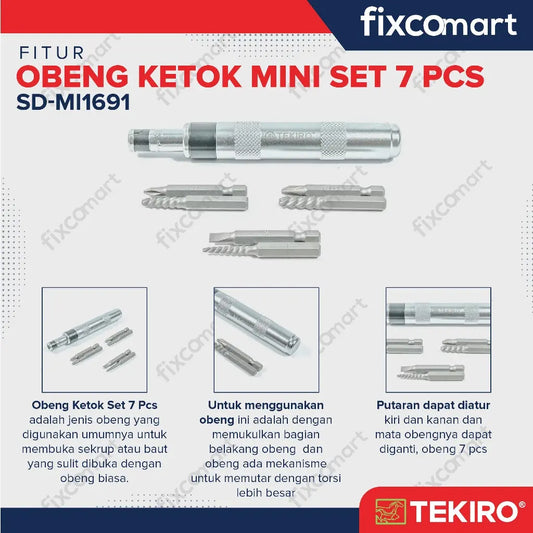 Tekiro Obeng Ketok Set 7 Pcs Mini / Tekiro Obeng Ketok Mini Set FIXCOMART