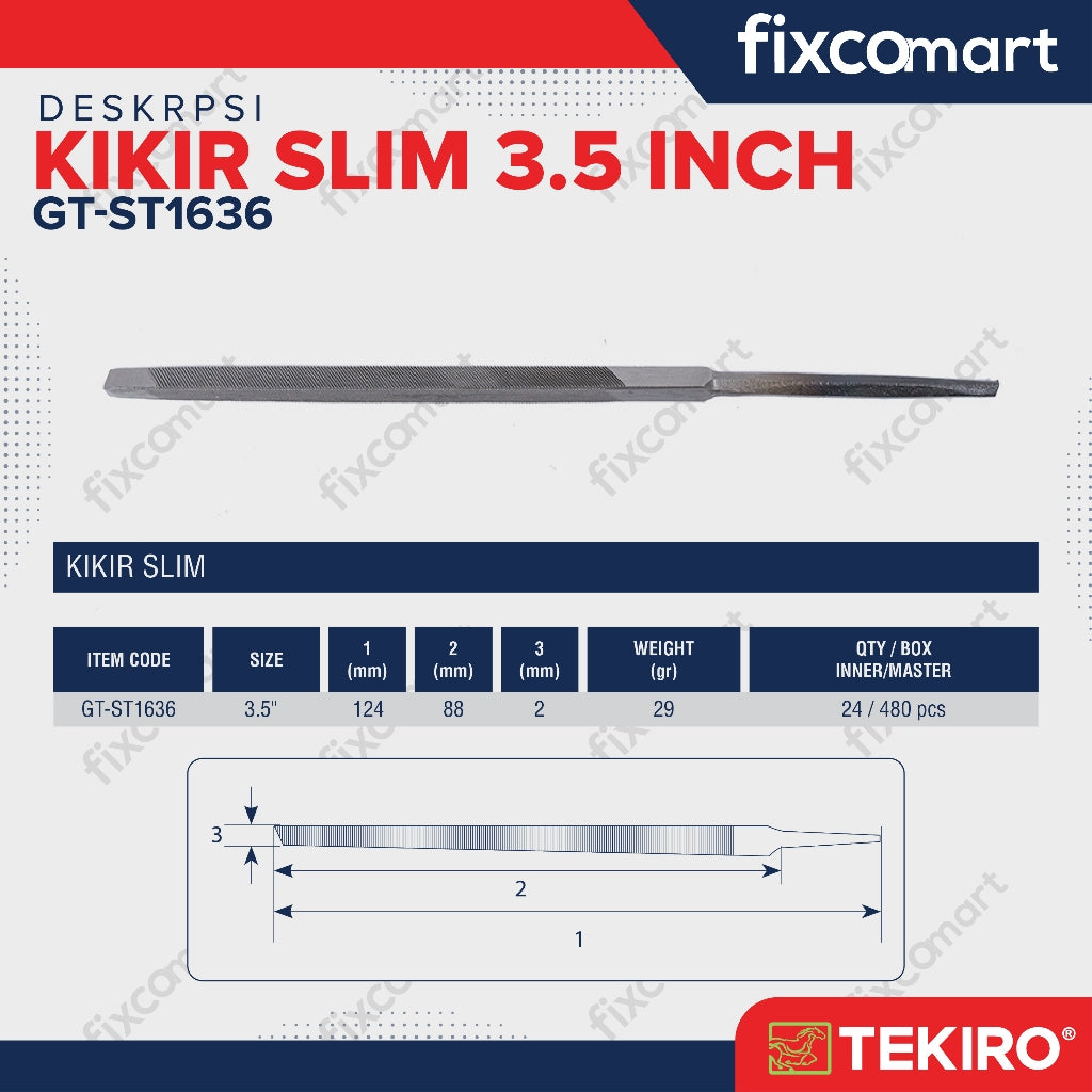 Tekiro Taper Slim Files 3.5 Inch / Tekiro Kikir Slim