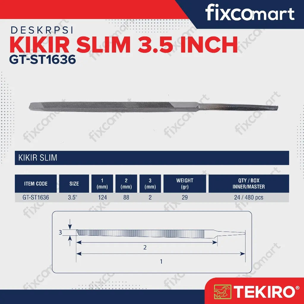Tekiro Taper Slim Files 3.5 Inch / Tekiro Kikir Slim FIXCOMART