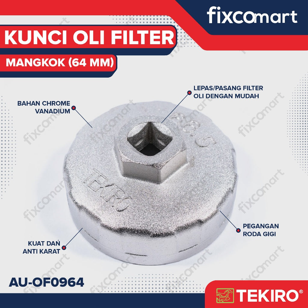 Tekiro Kunci Oil Filter Mangkok 64 Mm / Kunci Oil Filter Avanza, Crv, City