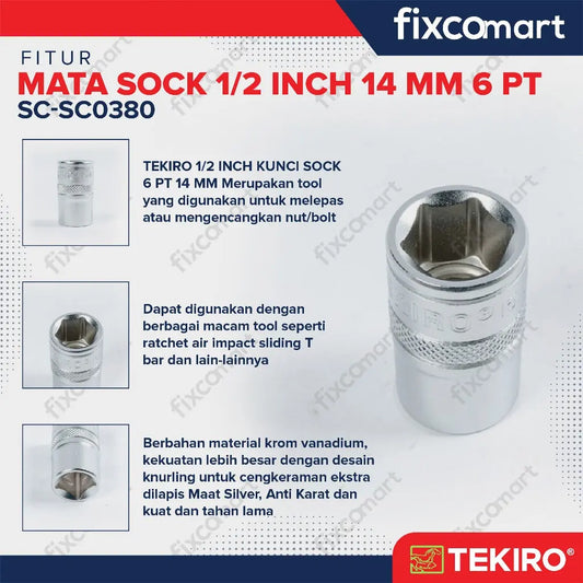 Tekiro Mata Sock 1/2 Inch 14 mm 6PT FIXCOMART