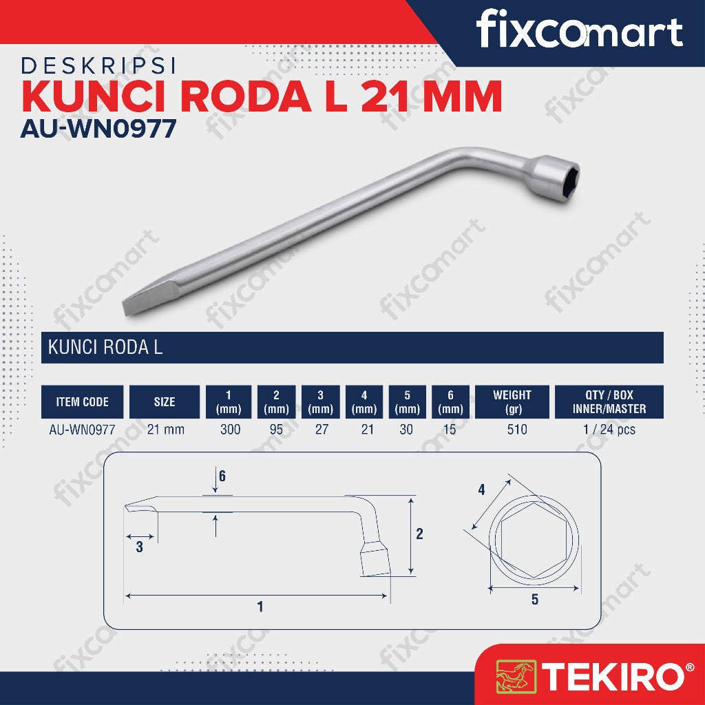Kunci Roda L 21 mm / Tekiro Wheel Nut 21 mm