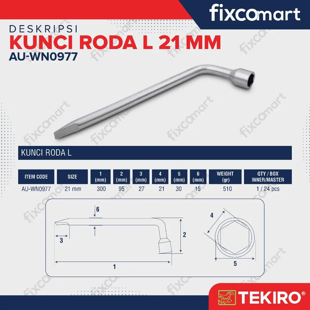 Kunci Roda L 21 mm / Tekiro Wheel Nut 21 mm FIXCOMART