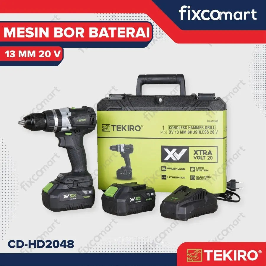 Tekiro Mesin Bor Baterai XV Brushless Cordless Hammer Drill FIXCOMART