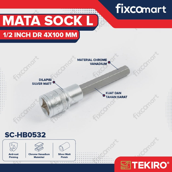 Tekiro Hex Bit Socket 1/2" (4x100 mm) / Mata Sock L